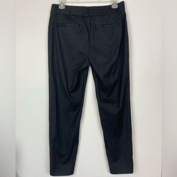 Banana Republic Stretch cotton black textured cropped trousers w/side zippers - Picture 2 of 10
